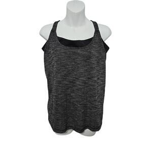 Lululemon Athletica | Gray Heather Cut Out Camisole Built in Bra Y Back Tank Top